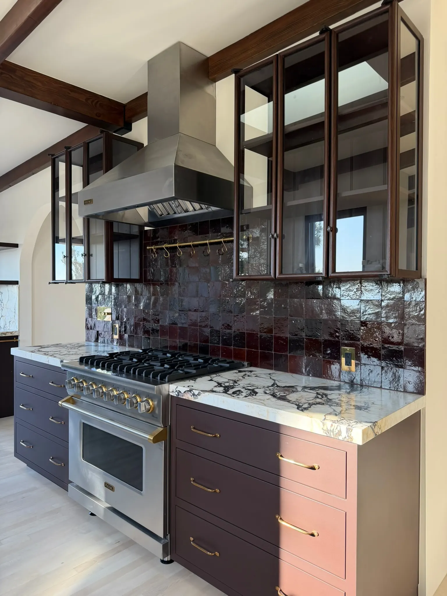 Custom Painted Kitchen with Glass Doors